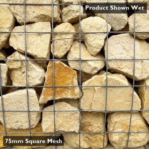 Golden Barley Gabion Stone Shown Wet