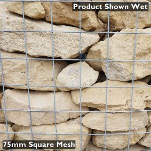 Harvest Buff Gabion Stone Shown Wet