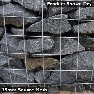 Charcoal Basalt Gabion Stone Shown Dry